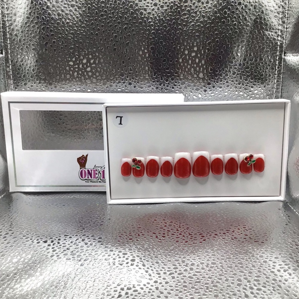 Red and White Cherry Nail Set